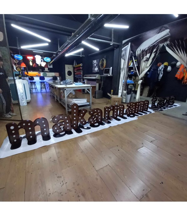 Ampullü retro kutu harf tabela