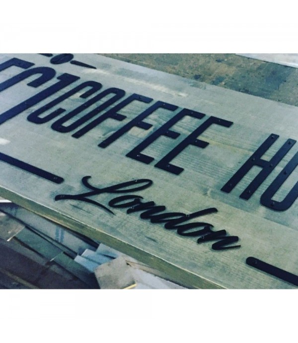 EC1 Coffee House London Ahşap Tabela