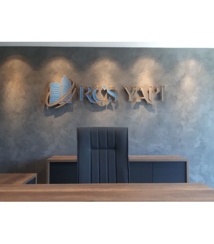 RCS Yapı banko arkası ahşap tabela