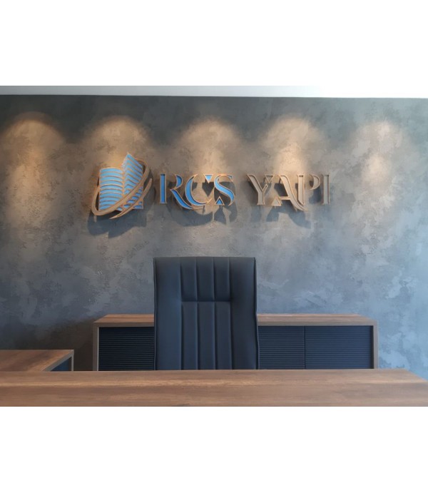 RCS Yapı banko arkası ahşap tabela