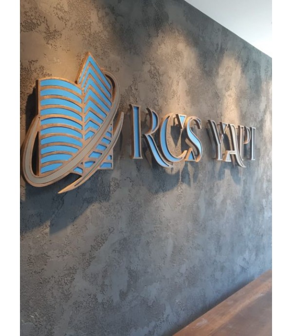 RCS Yapı banko arkası ahşap tabela