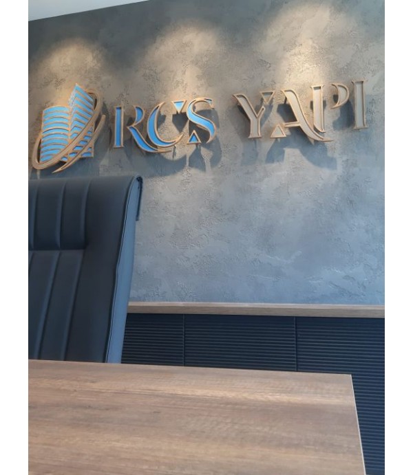 RCS Yapı banko arkası ahşap tabela