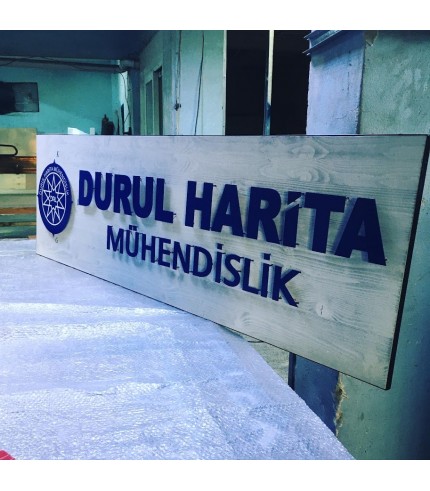 Durul Harita Mühendislik Işıklı Ahşap Tabela