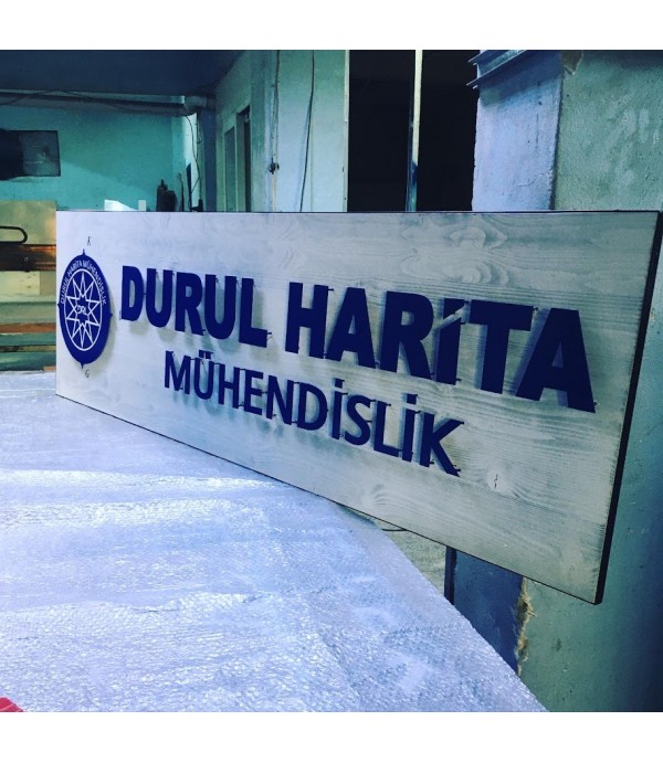 Durul Harita Mühendislik Işıklı Ahşap Tabela