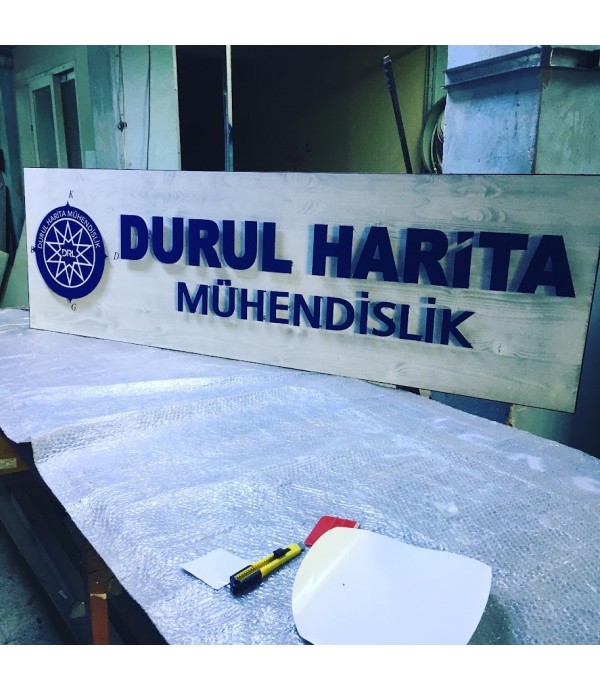 Durul Harita Mühendislik Işıklı Ahşap Tabela