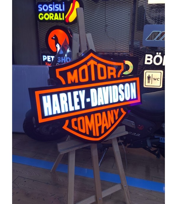 Harley Davidson ışıklı garaj tabelası