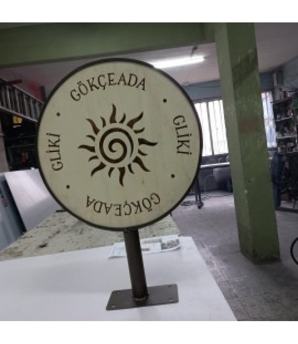 Gökçeada Özel Çift Taraflı Ahşap Daire Tabela