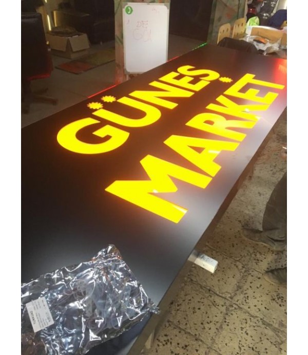 Güneş Market Işıklı Dekupe Pleksi Tabela