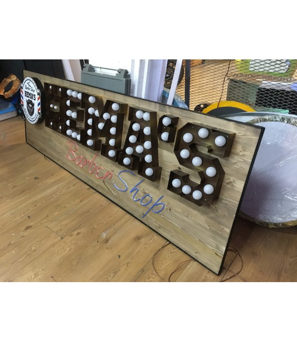 Almanya Hangau's Barber Shop Ampüllü Retro Kutu Harf Tabela