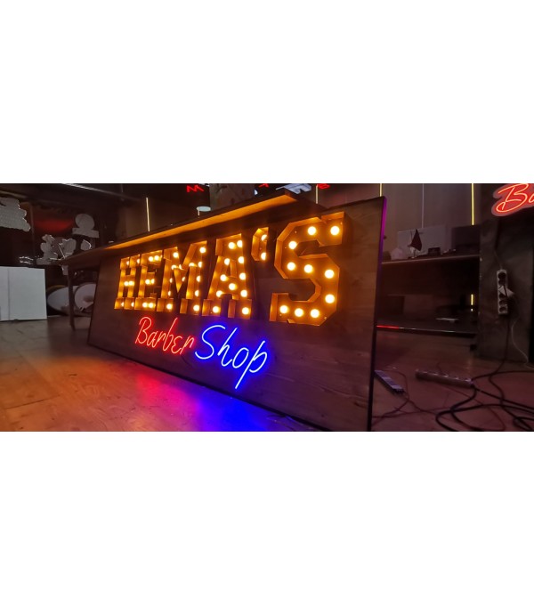 Almanya Hangau's Barber Shop Ampüllü Retro Kutu Harf Tabela