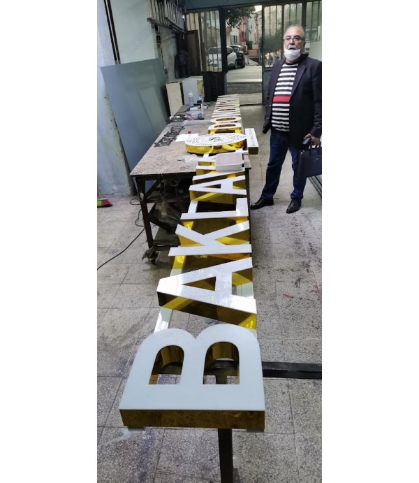 Hacıbey Baklava Börek Gold Krom Işıklı Kutu Harf