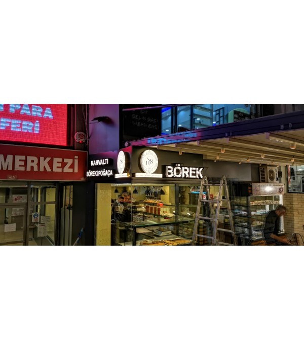 Hacıbey Baklava Börek Gold Krom Işıklı Kutu Harf