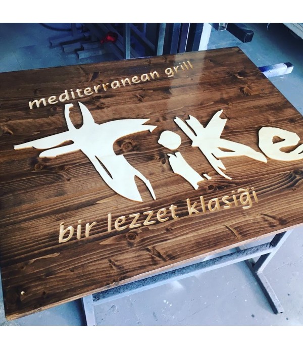 Tike Eskitme Ahşap Tabela