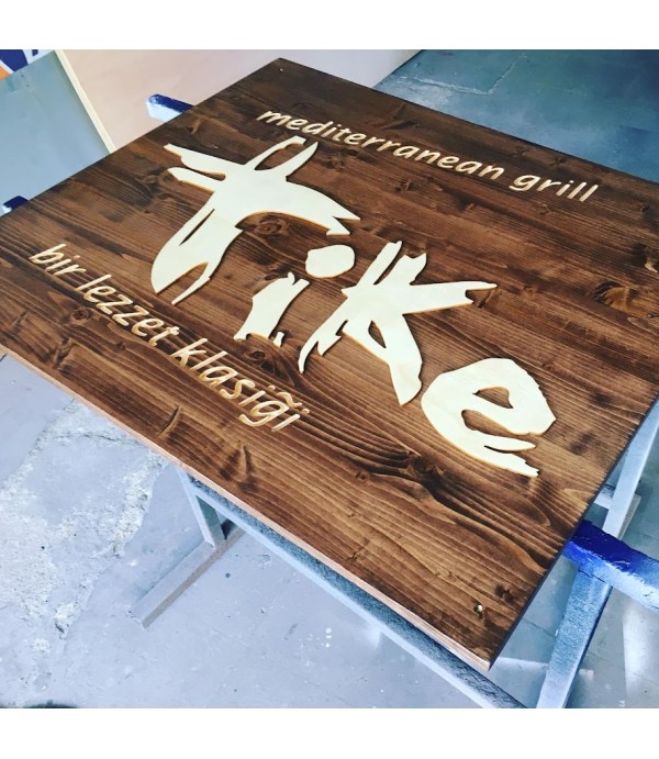 Tike Eskitme Ahşap Tabela