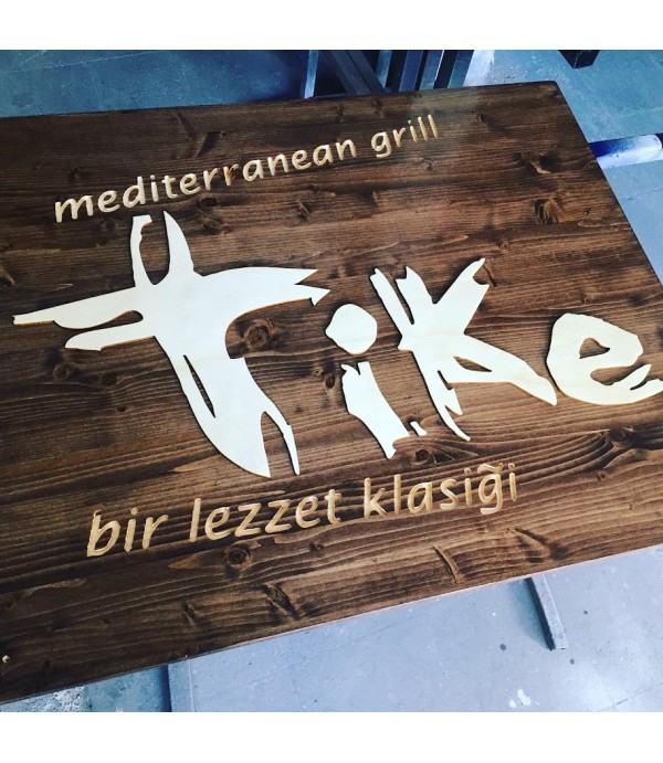 Tike Eskitme Ahşap Tabela