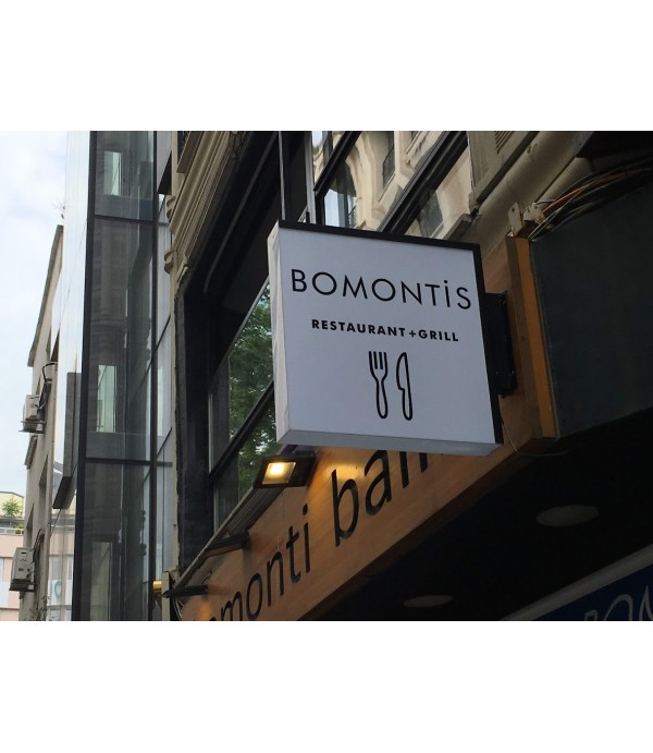 Bomanti Restaurant Işıksız Alın Işıklı Fener Tabela