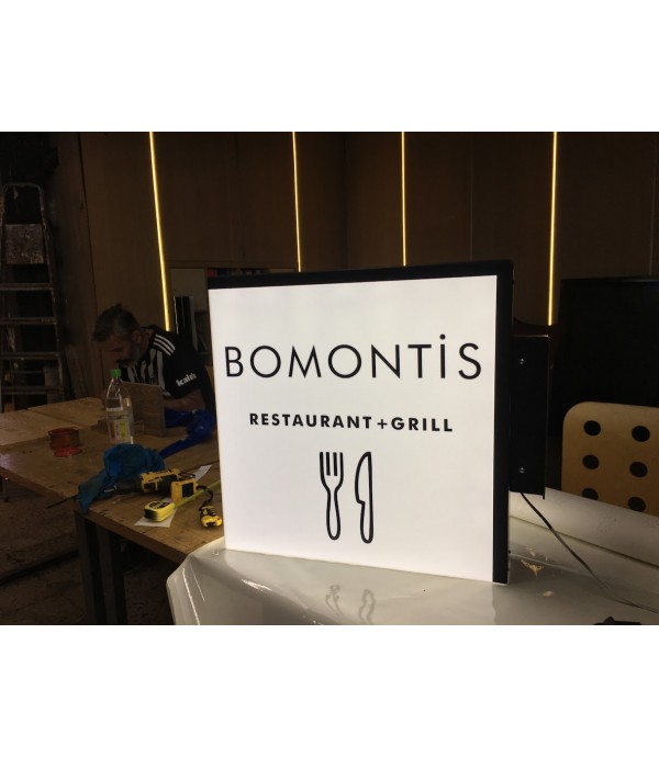 Bomanti Restaurant Işıksız Alın Işıklı Fener Tabela