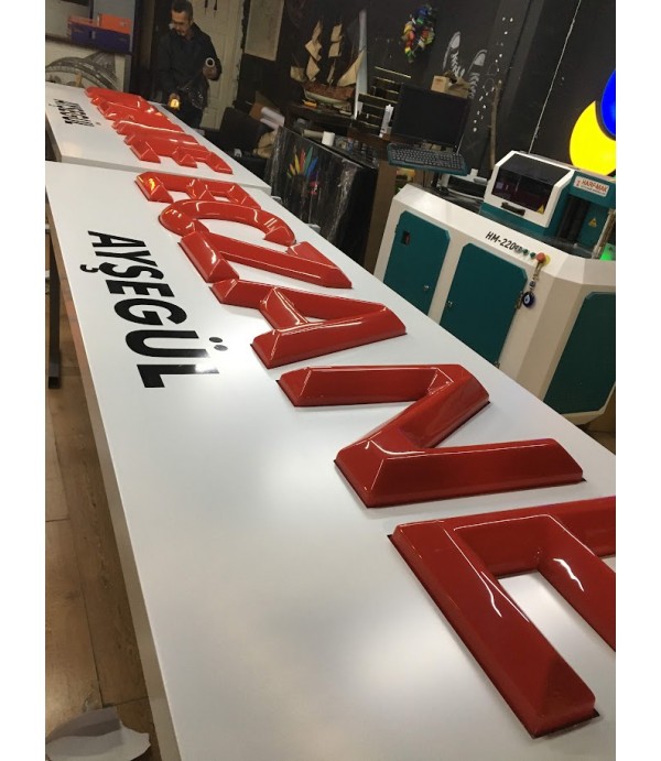 Ayşegül Eczanesi Kübik Kabartma Harf Eczane Tabelası