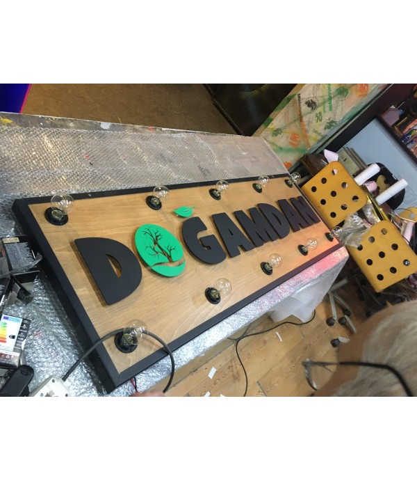 Doğamdan Işıklı(Ampul) ahşap Tabela