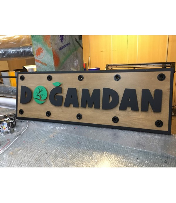 Doğamdan Işıklı(Ampul) ahşap Tabela