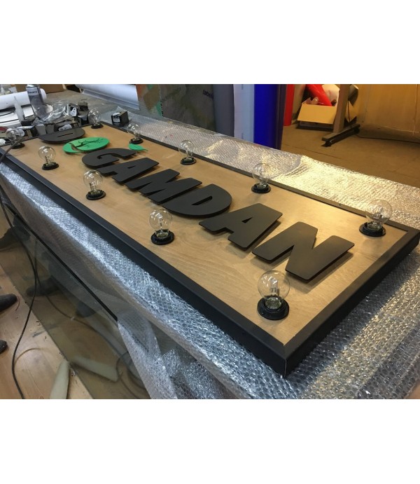 Doğamdan Işıklı(Ampul) ahşap Tabela