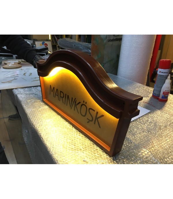 Marinbase Işıklı Ahşap Tabela