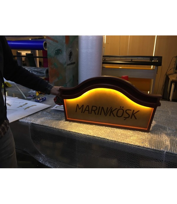 Marinbase Işıklı Ahşap Tabela