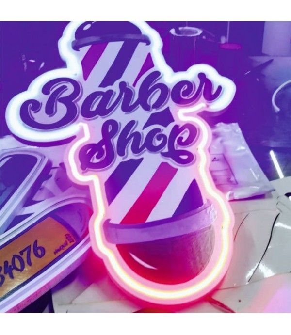 Almanya Barbershop neon hortum logo