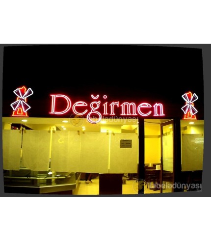 Değirmen Pastaneleri Ters tava neon kutu harf tabelaları