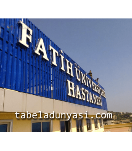 Fatih Üniversitesi Hastanesi Fileli Krom Harfler Çatı Tabelası