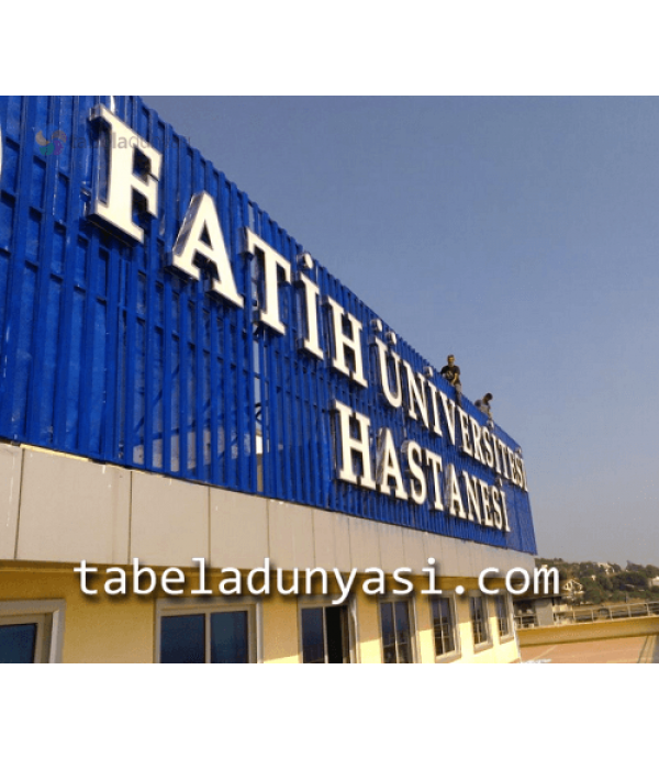 Fatih Üniversitesi Hastanesi Fileli Krom Harfler Çatı Tabelası