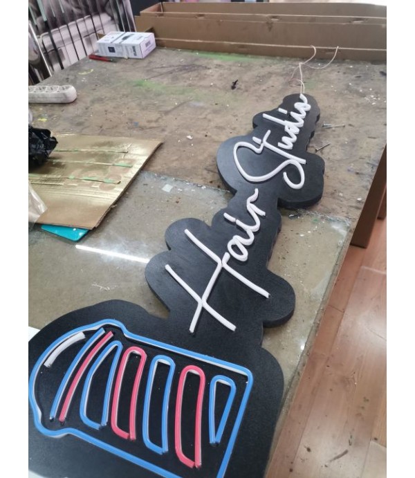 Hair studio neon hortum led tabela