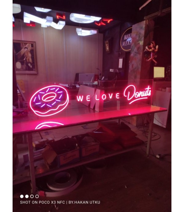 Şeffaf Pleksiglass Zemin Oyma Neon Hortum Led Tabelalar