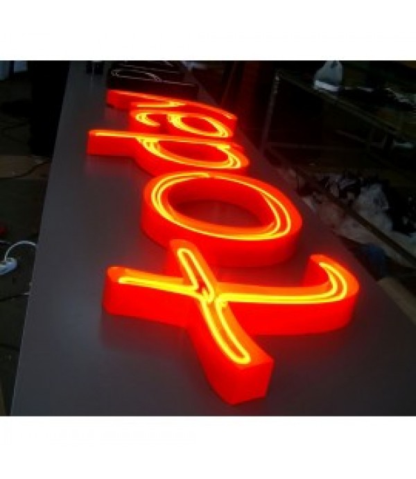 Today Ters tava çift sıra neon kutu harf