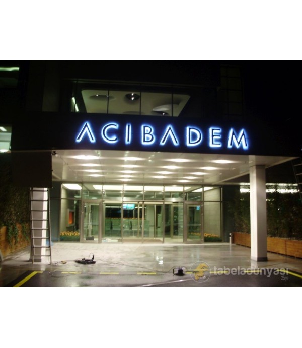 Acıbadem Hastaneleri Paslanmaz Krom Fileli Kutu Harf Tabela