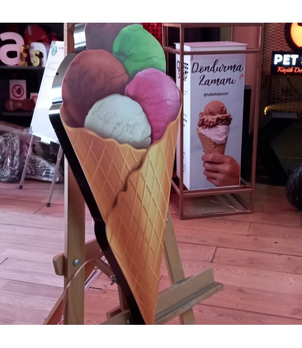 Işıklı Dondurma Logosu Mekanınıza Renk Katın