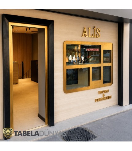 Alis Kuyumcu Işıksız Satine Gold Kutu Harf Tabela