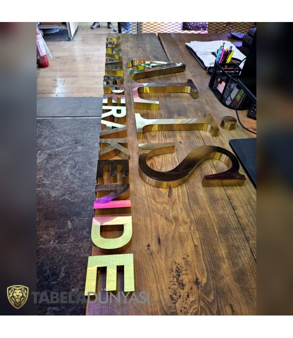 Alis Kuyumcu Işıksız Satine Gold Kutu Harf Tabela