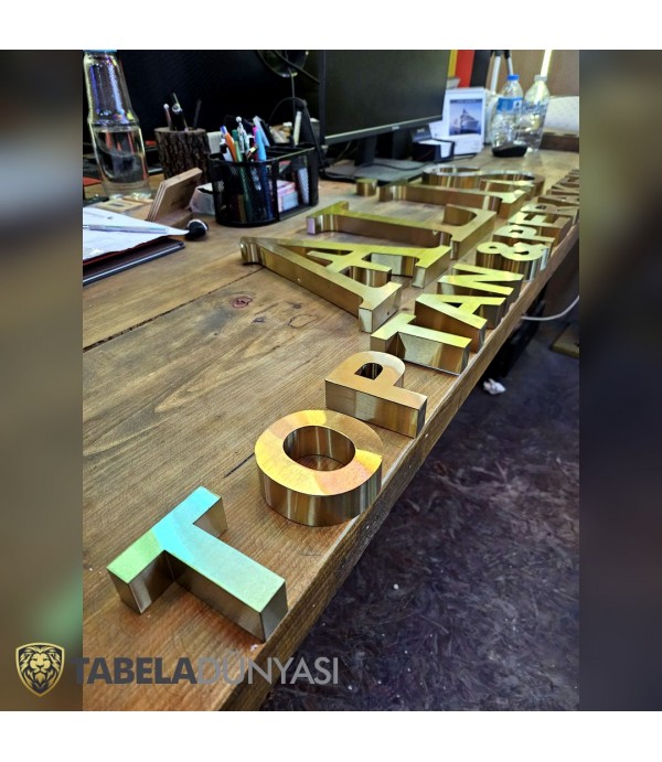 Alis Kuyumcu Işıksız Satine Gold Kutu Harf Tabela