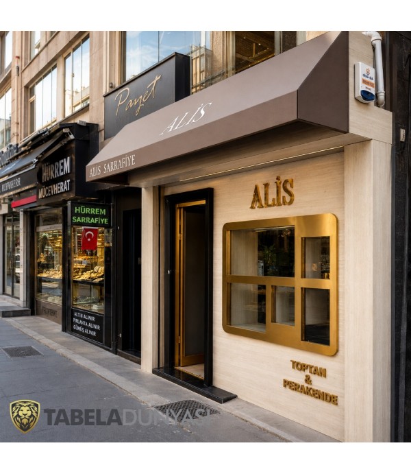 Alis Kuyumcu Işıksız Satine Gold Kutu Harf Tabela