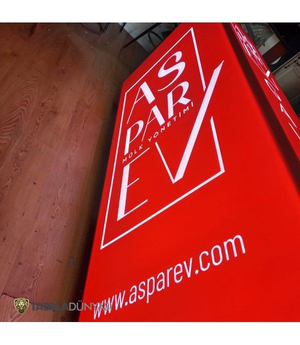 Aspar Ev Gayrimenkul Işıklı tel ızgaralı Kolon Giydirme Tabela
