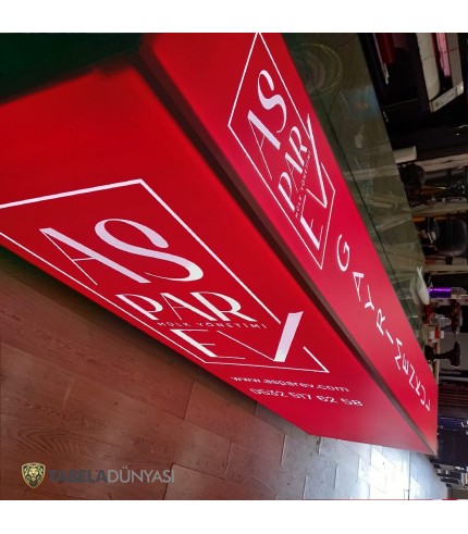 Aspar Ev Gayrimenkul Işıklı tel ızgaralı Kolon Giydirme Tabela