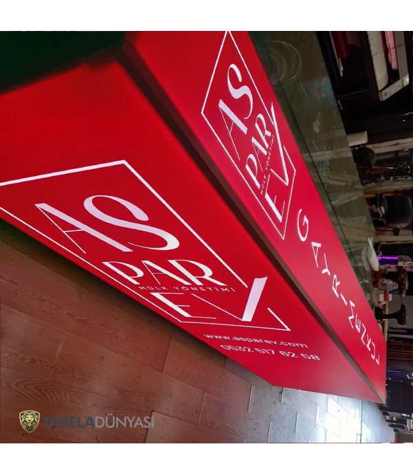 Aspar Ev Gayrimenkul Işıklı tel ızgaralı Kolon Giydirme Tabela
