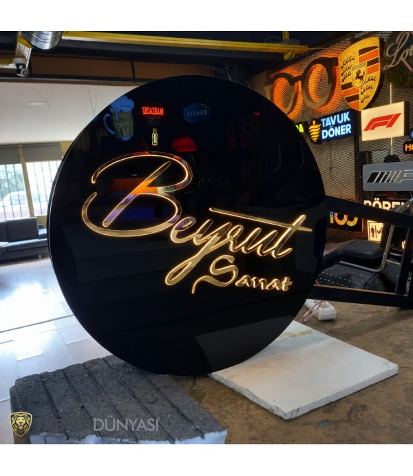 Beyrut Sanat Işıklı Kesme Harf Daire Tabela