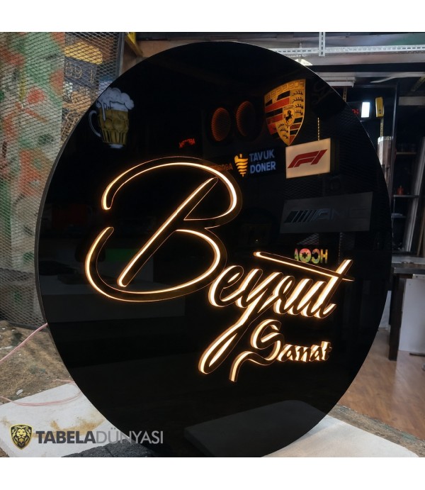 Beyrut Sanat Işıklı Kesme Harf Daire Tabela