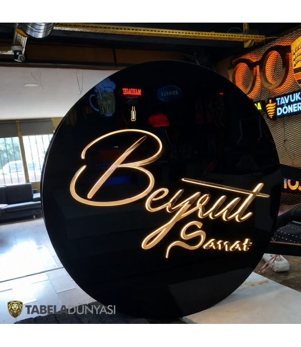 Beyrut Sanat Işıklı Kesme Harf Daire Tabela