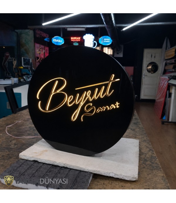 Beyrut Sanat Işıklı Kesme Harf Daire Tabela