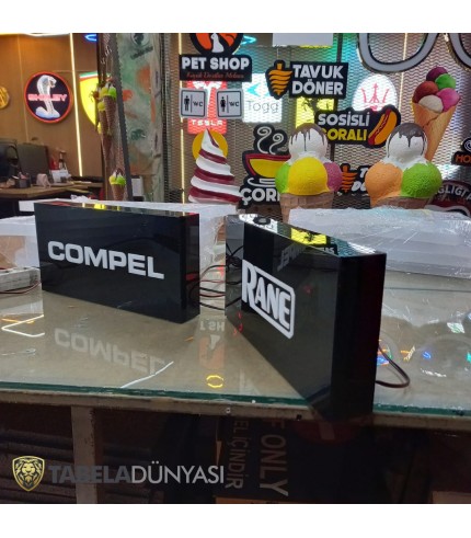 Masa üstü ışıklı pleksi kutu tabela
