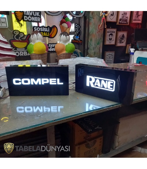 Masa üstü ışıklı pleksi kutu tabela
