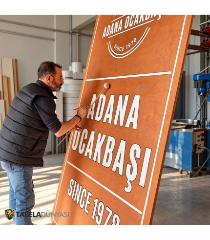 Adana Ocakbaşı Ahşap Işıklı Tabela